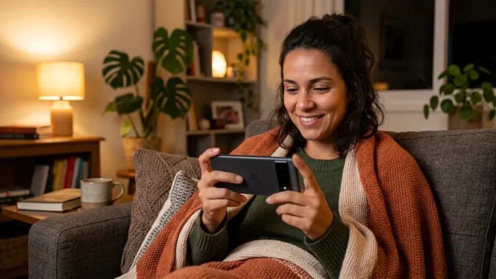 Celular exibindo um aplicativo de novelas turcas dubladas